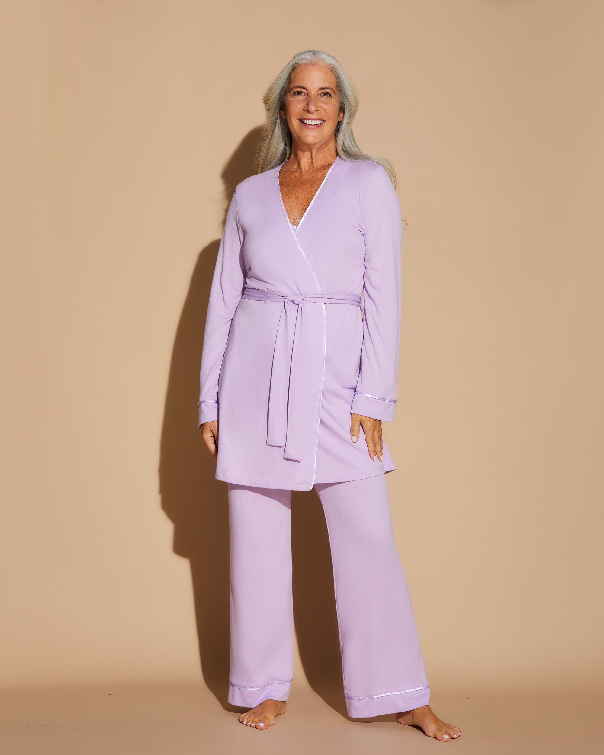Pyjama doux et violet en satin pour homme - Pyjama D'Or