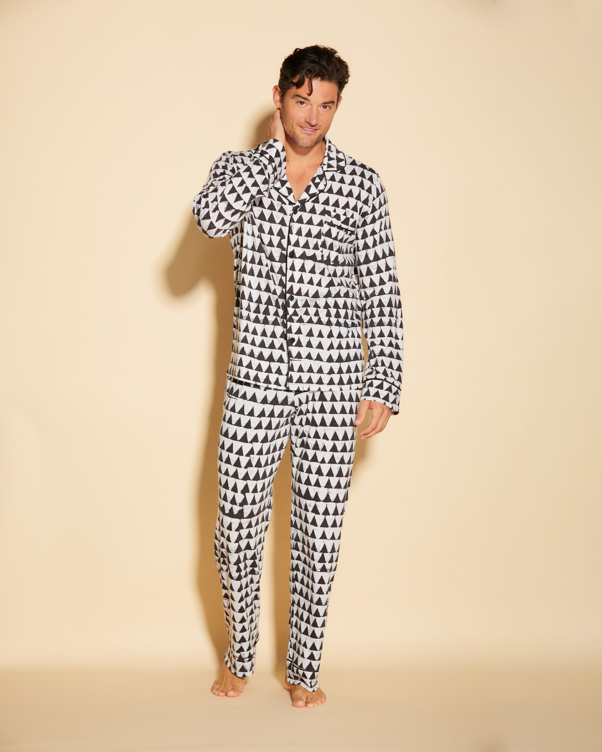 Conjunto De Pijama Para Hombre Clásico Con Camisa De Manga Larga Y  Pantalones
