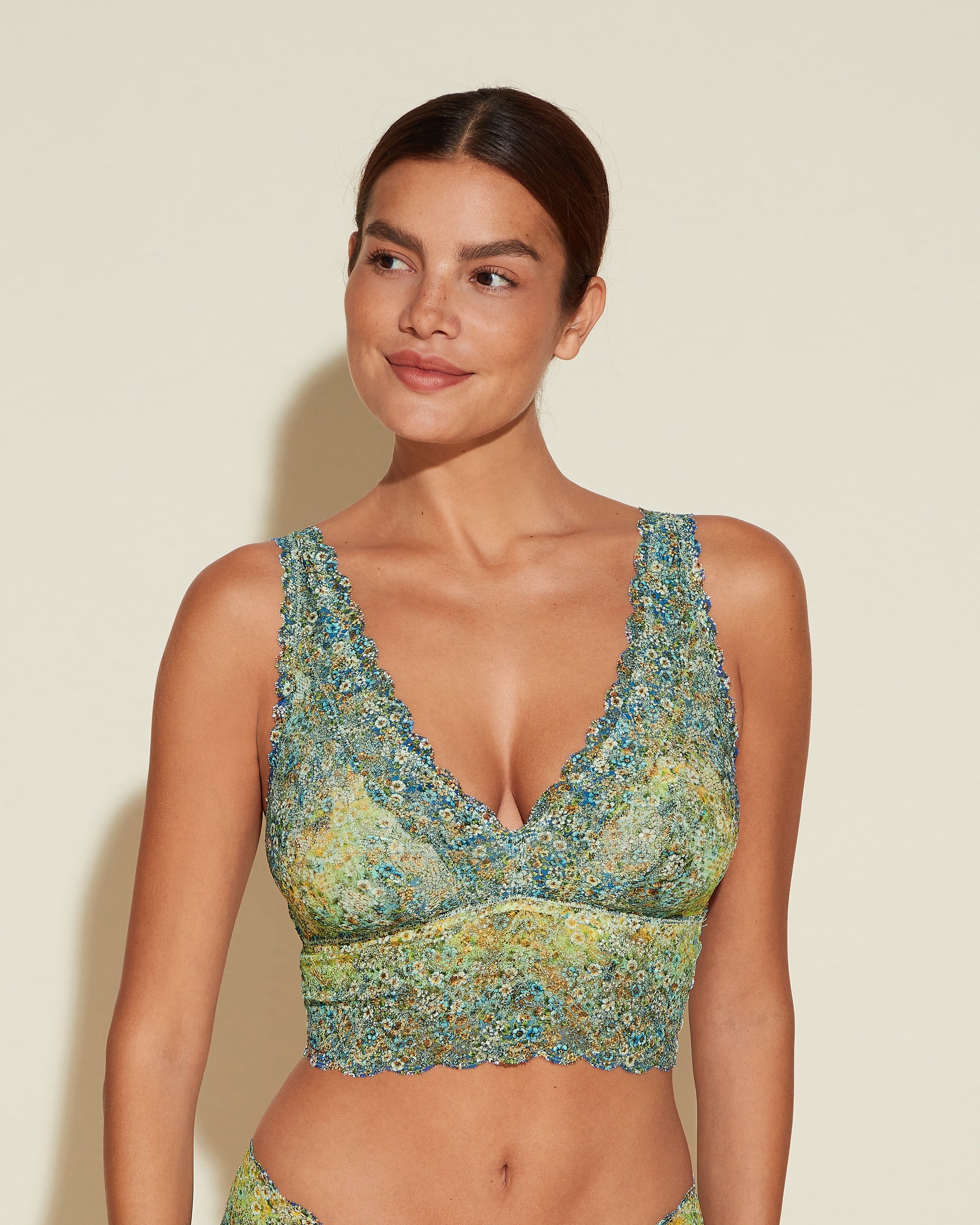 Cosabella Never Say Never Printed Curvy Plungie Longline Bralette