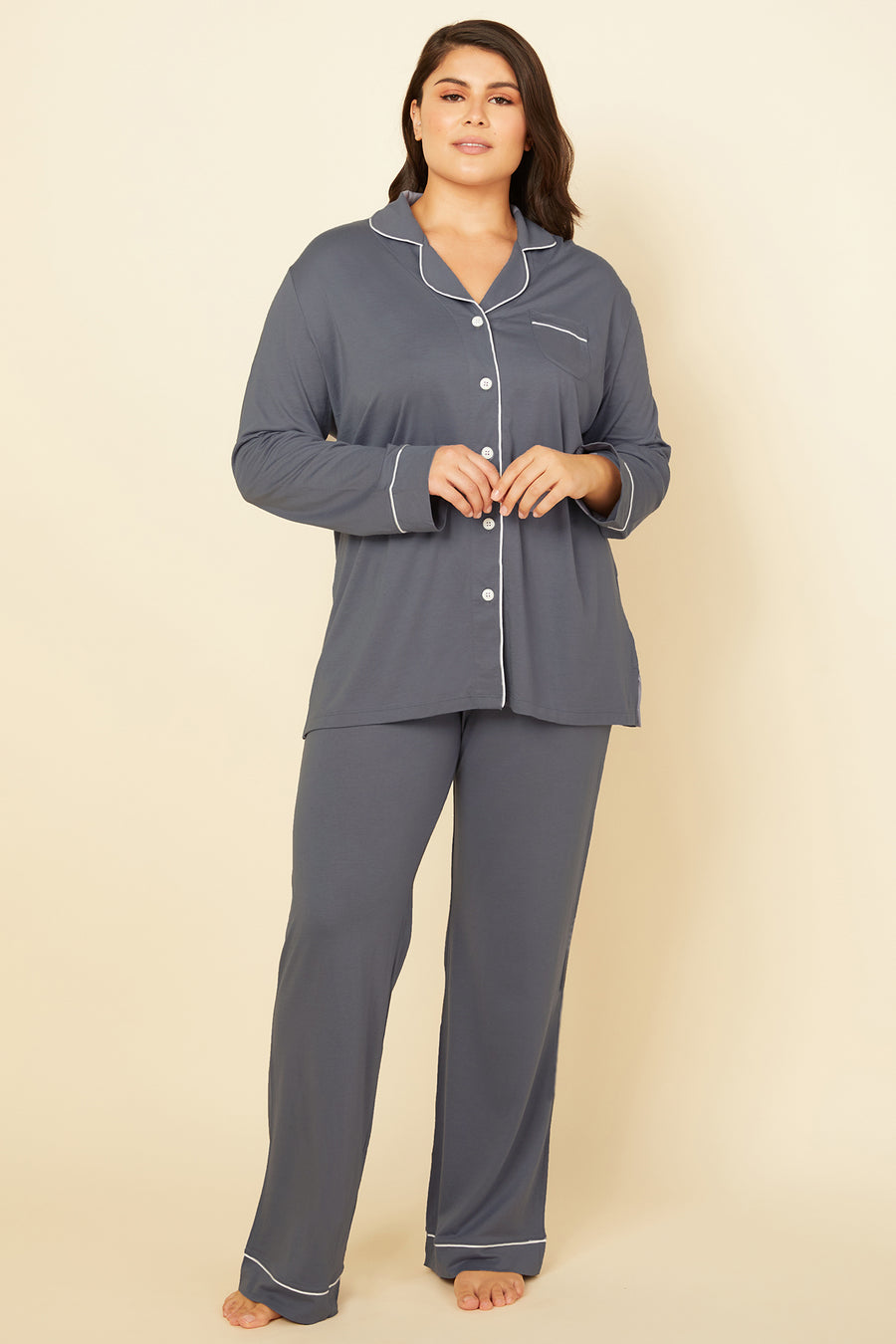 Gray Set - Bella Relaxed Long Sleeve Top & Pant