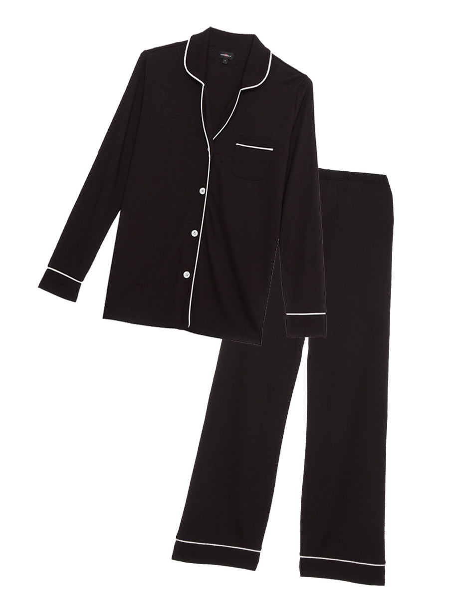 Black Set - Bella Long Sleeve Top & Pant Pajama Set