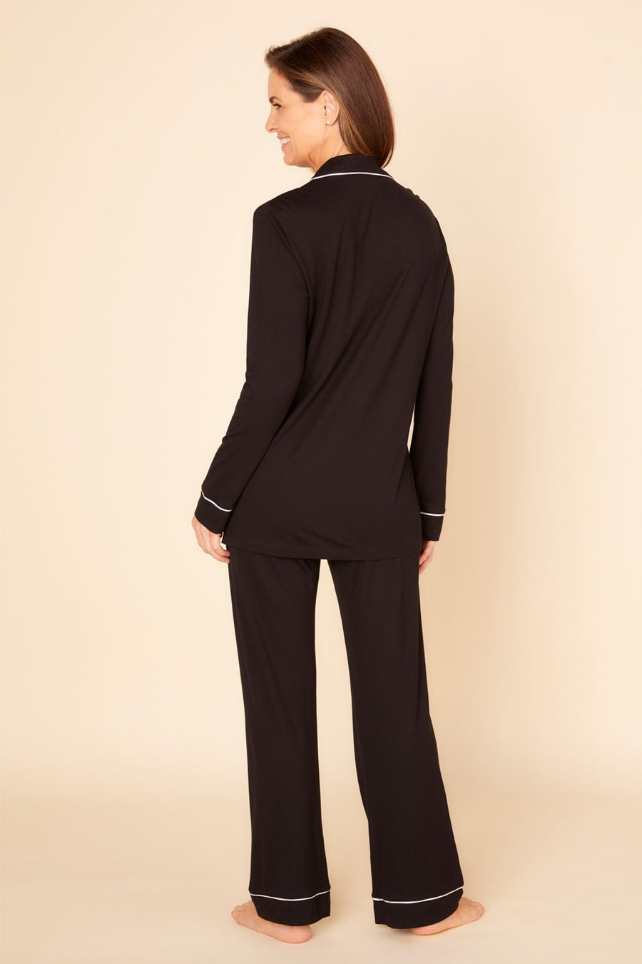 Black Set - Bella Long Sleeve Top & Pant Pajama Set