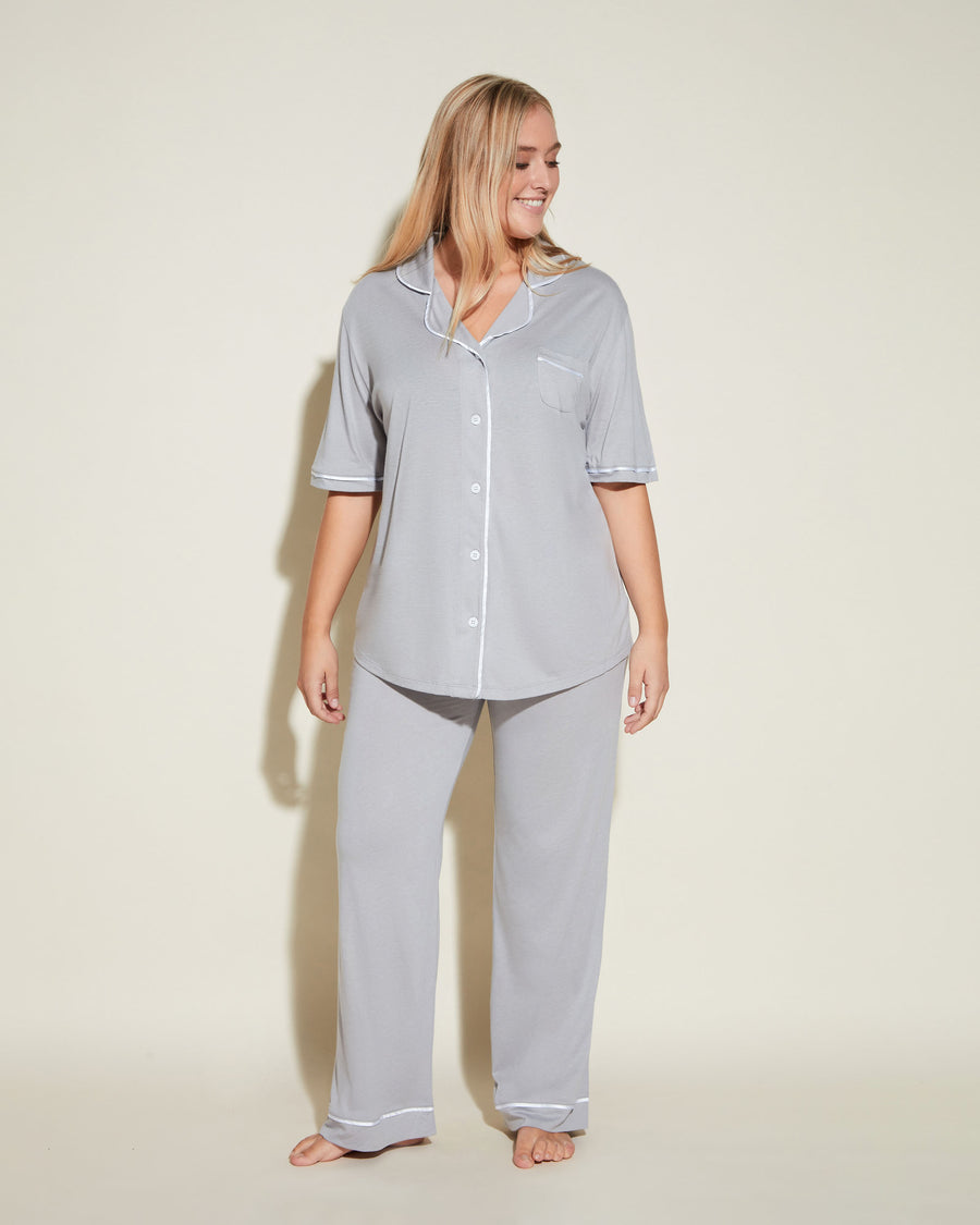 Grigio Set - Bella Pigiama Con Top A Maniche Corte E Pantaloni