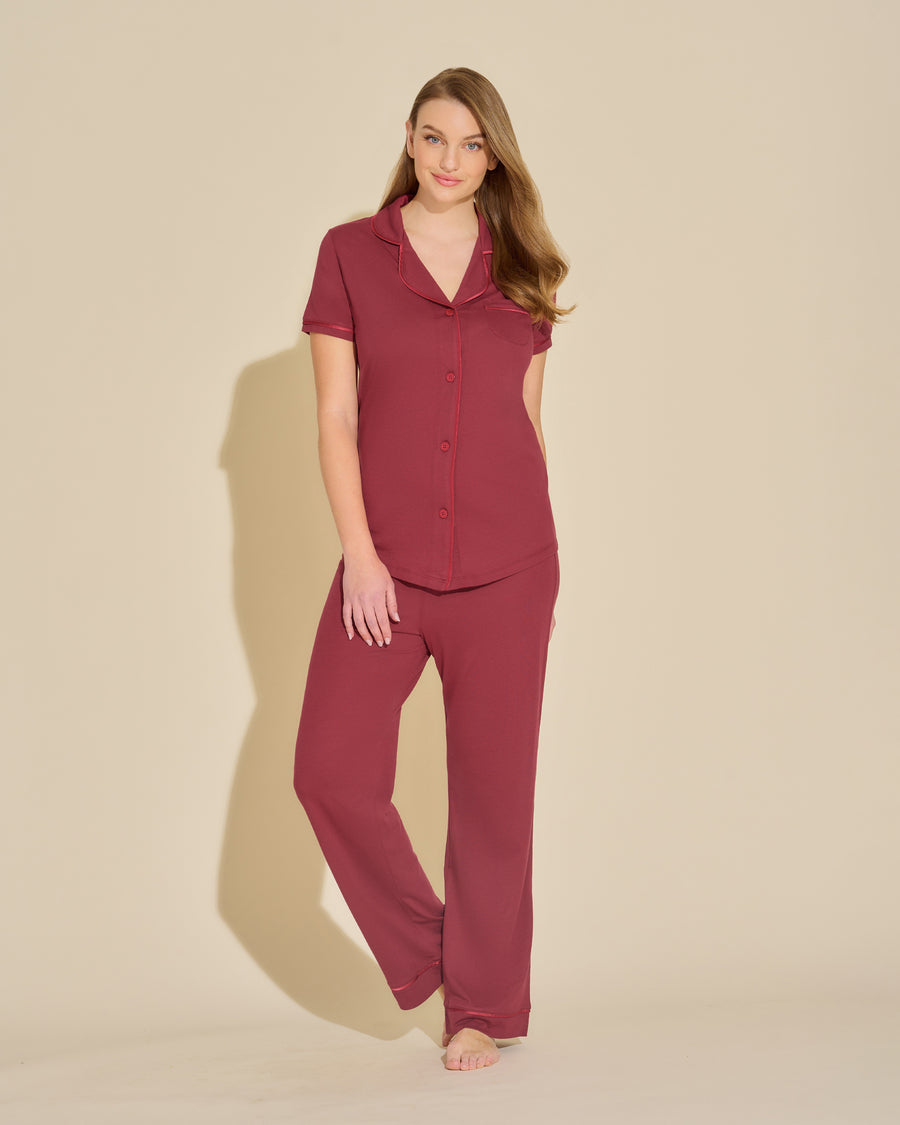 Rot Set - Bella Kurzärmeliges Top & Hose Pyjama-Set