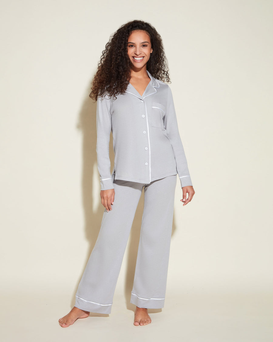 Grau Set - Bella Petite Langarm Oberteil & Hose Pyjama-Set