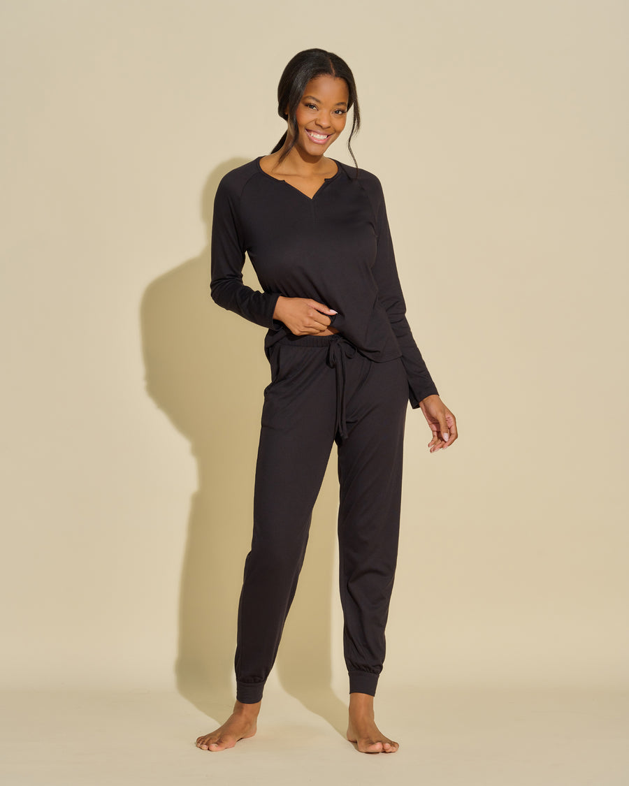 Black Set - Bella Long Sleeve Top & Jogger Set