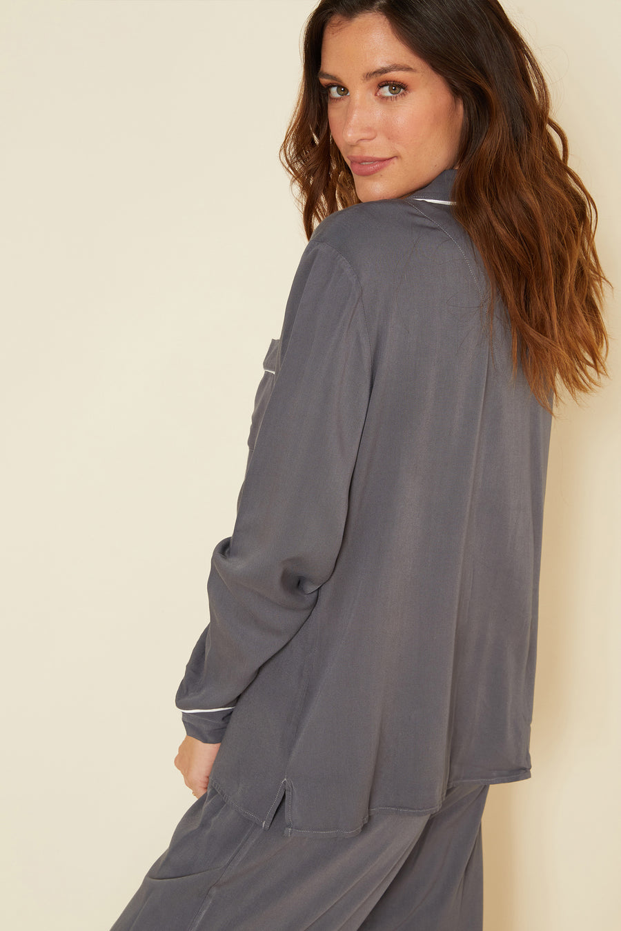 Gris Conjuntos, Bella Luxe Conjunto De Pijama Largo