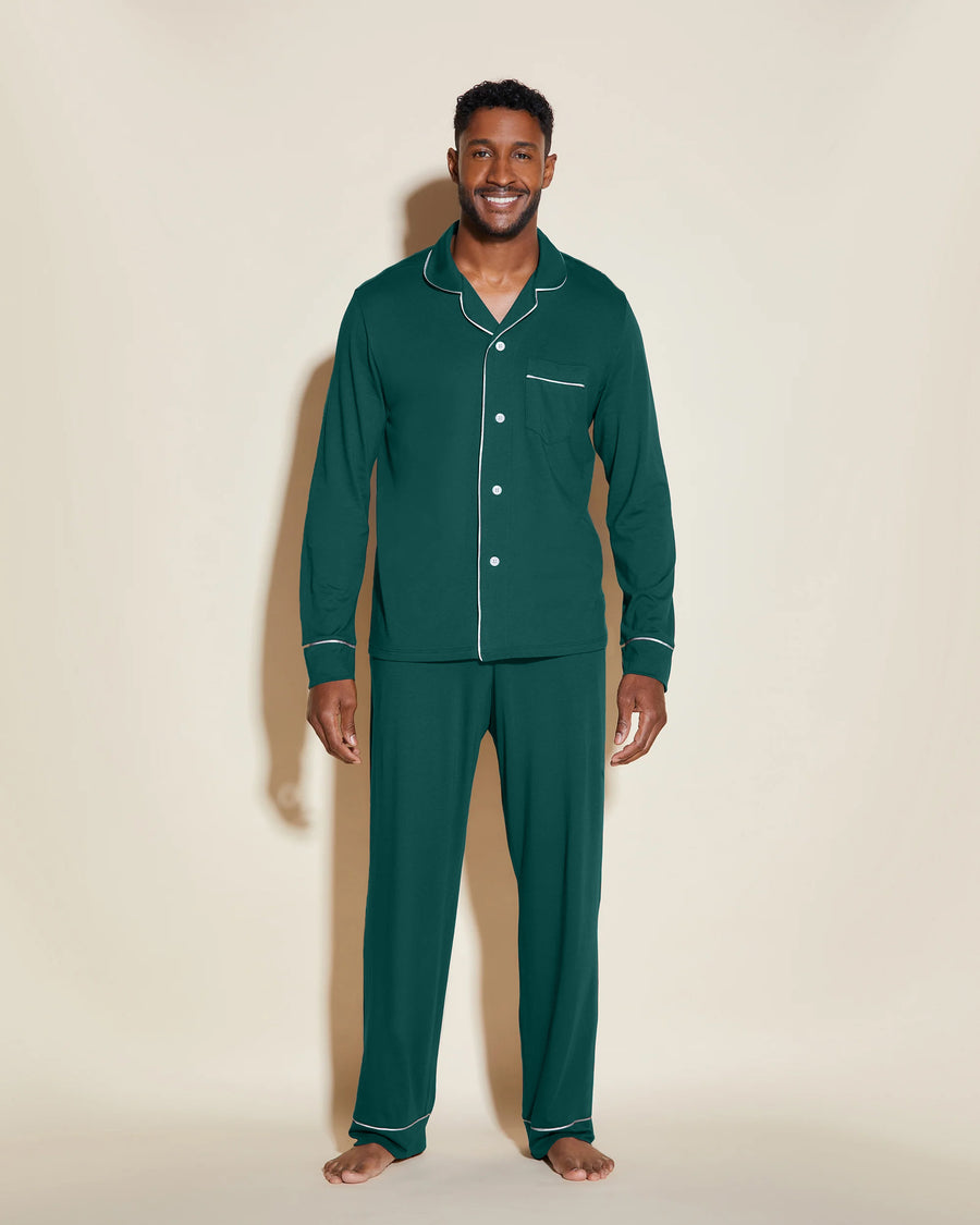 Verde Conjuntos Para Hombres - Bella Conjunto De Pijama Para Hombre Clásico Con Camisa De Manga Larga Y Pantalones