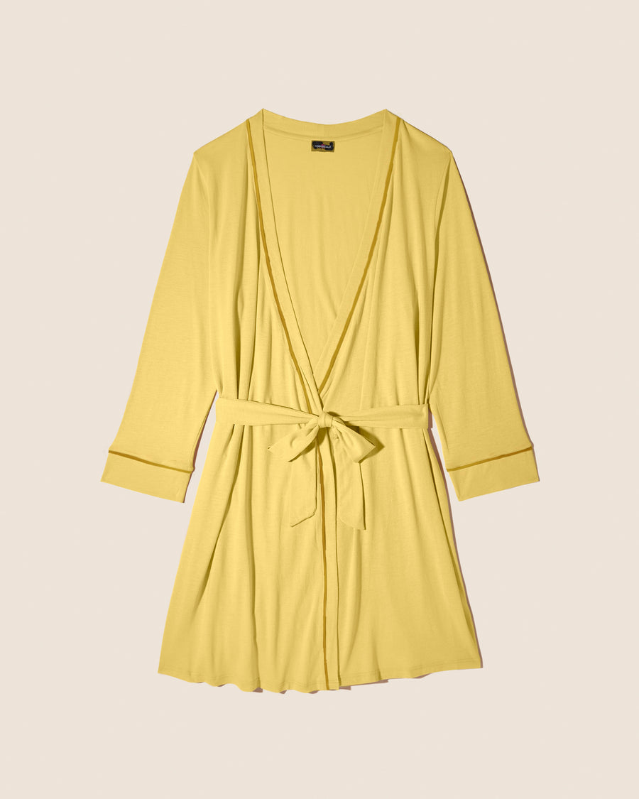 Amarilla Conjuntos - Bella Conjunto De Pijama Para Lactancia De 3 Piezas Con Bata