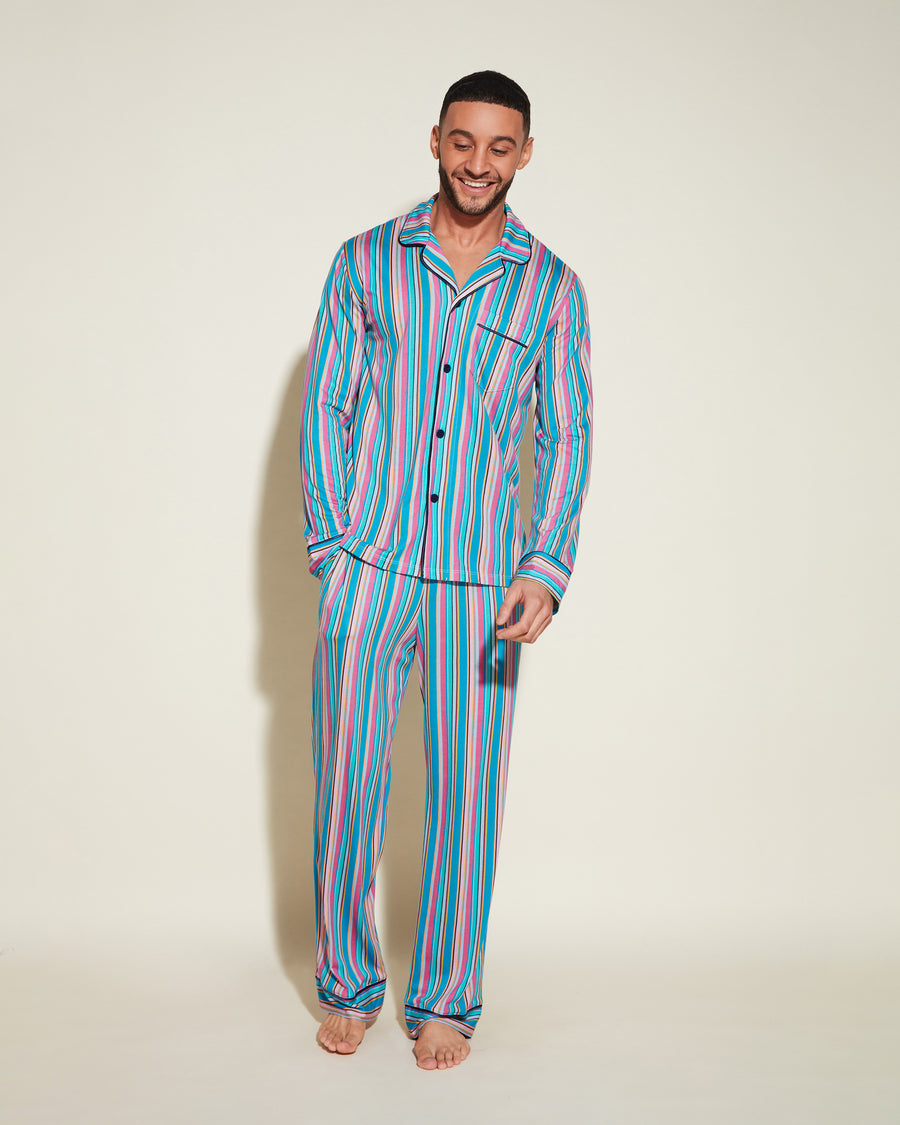 Estampado Conjuntos Para Hombres - Bella Printed Conjunto De Pijama Para Hombre Clásico Con Camisa De Manga Larga Y Pantalones