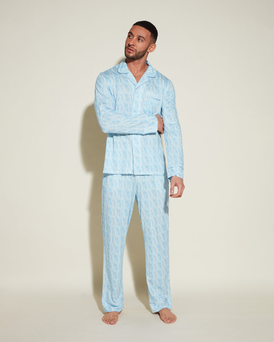 Gedruckt Herren-Sets - Bella Printed Klassisches Langärmeliges Top & Hose Pyjama-Set Für Männer