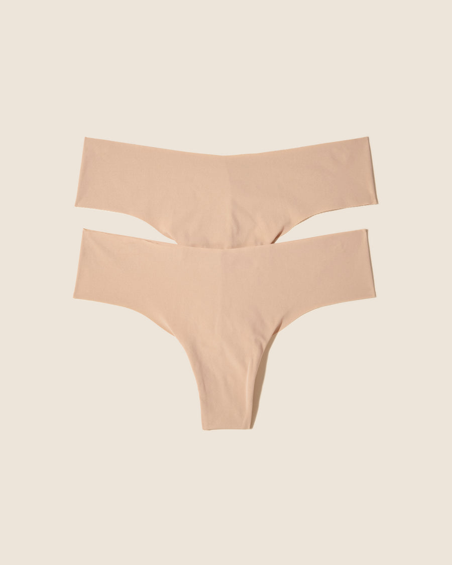Beige Thong - Free Cut Micro 2 Pack Low Rise Thong