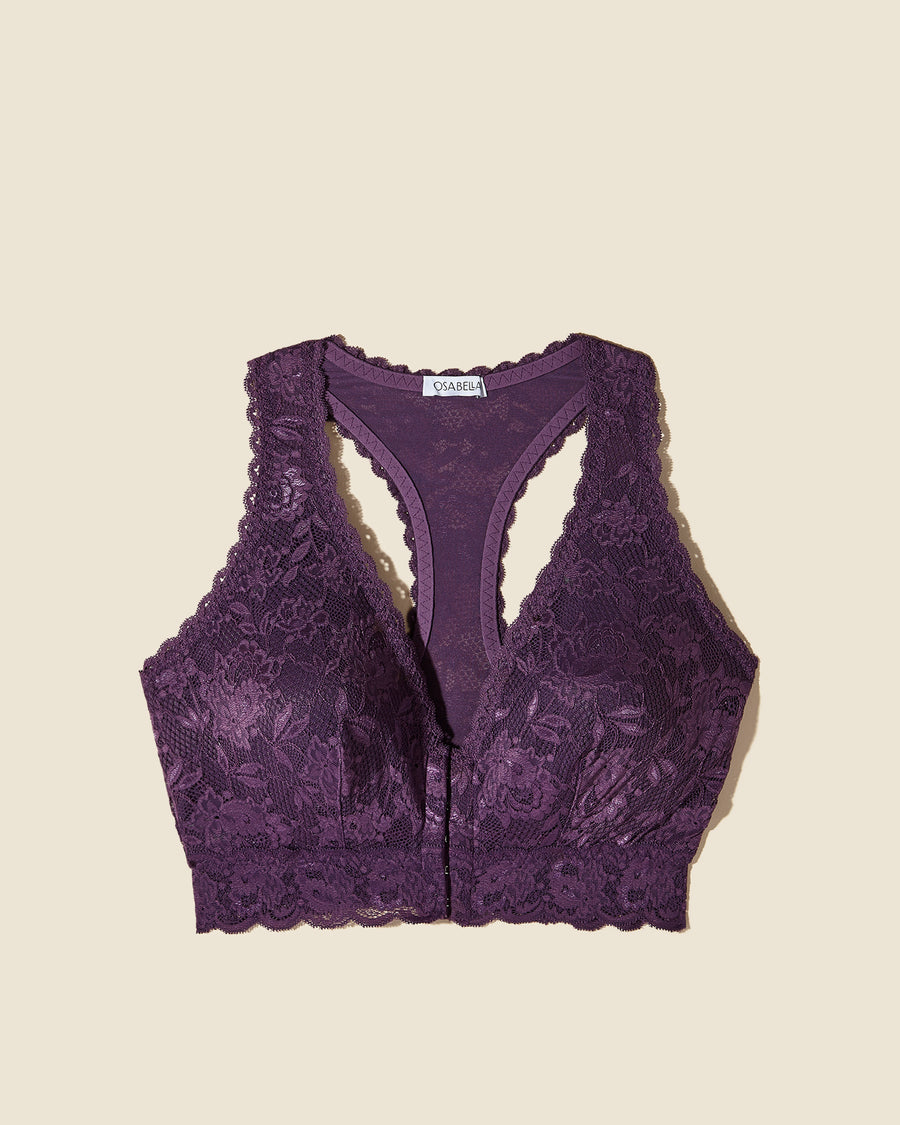 Purple Bralette - Never Say Never Curvy Post-Surgical Front Closure Bralette