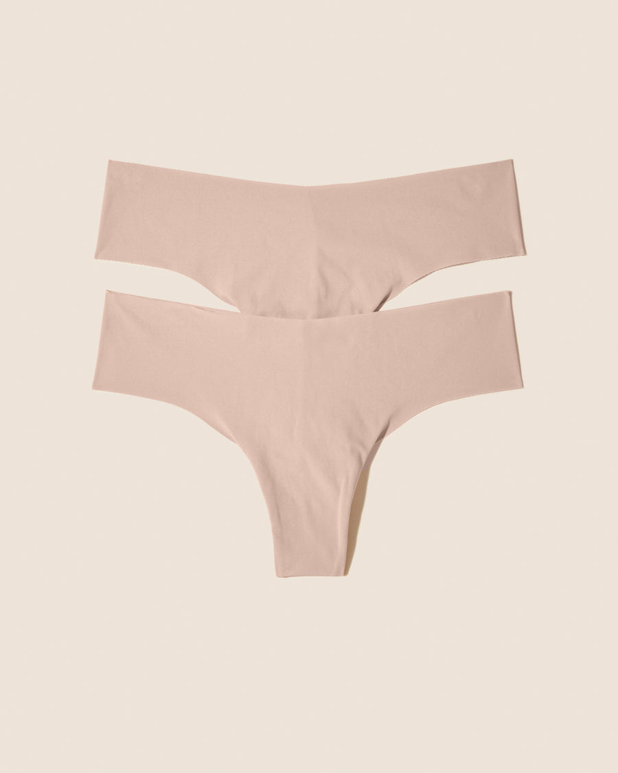 Beige Thong - Soft Cotton Thong 2 Pack